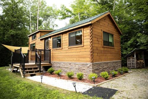 Bath House | Incredible Modern Tiny Log Cabin near the Ammonoosuc River for a Romantic Getaway in New Hampshire