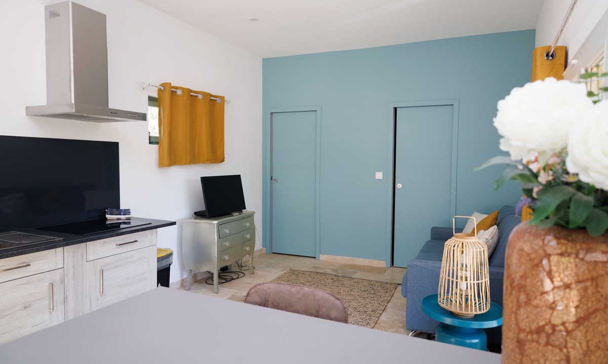 Uchaux House | L'ETANG DES CIGALES : Cosy, bright studio, natural pool, sleeps 2