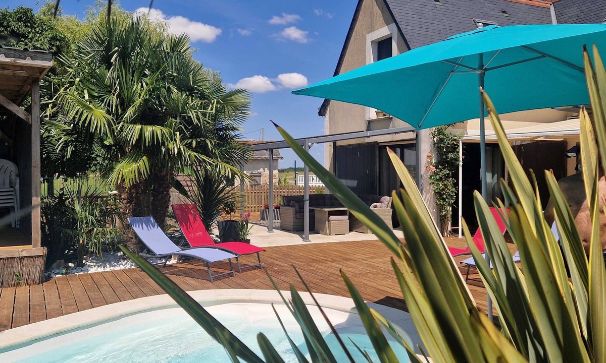 Sorigny House | La maison aux palmiers, swimming pool, spa