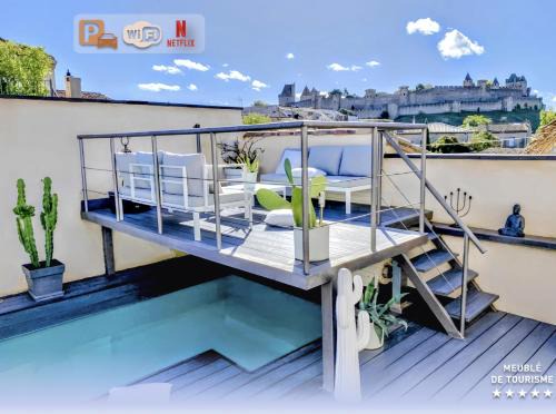 Carcassonne Villa | La Maison Blanche 5*, Piscine & vue Cité Médiévale