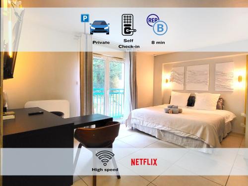 Palaiseau Apartment | La Parisienne - Spacieux studio avec parking privé