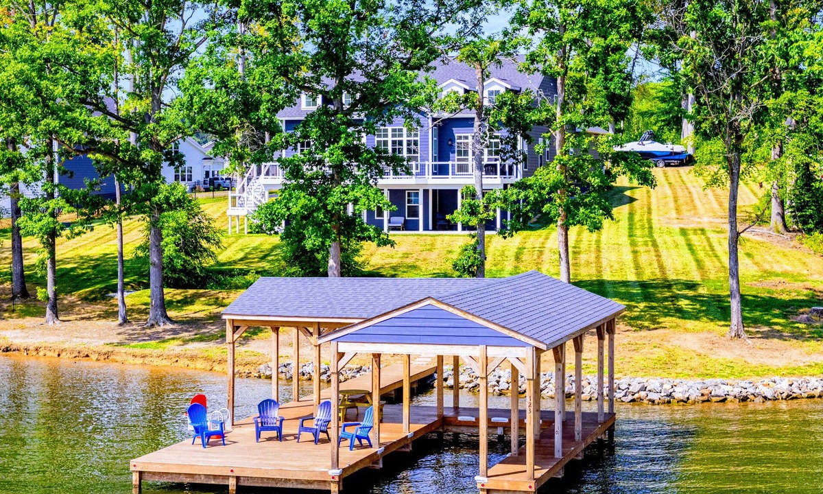 Mineral House | Lake Anna Lakefront Luxury, Private Side, Boat Dock, Boat House, Deck Views