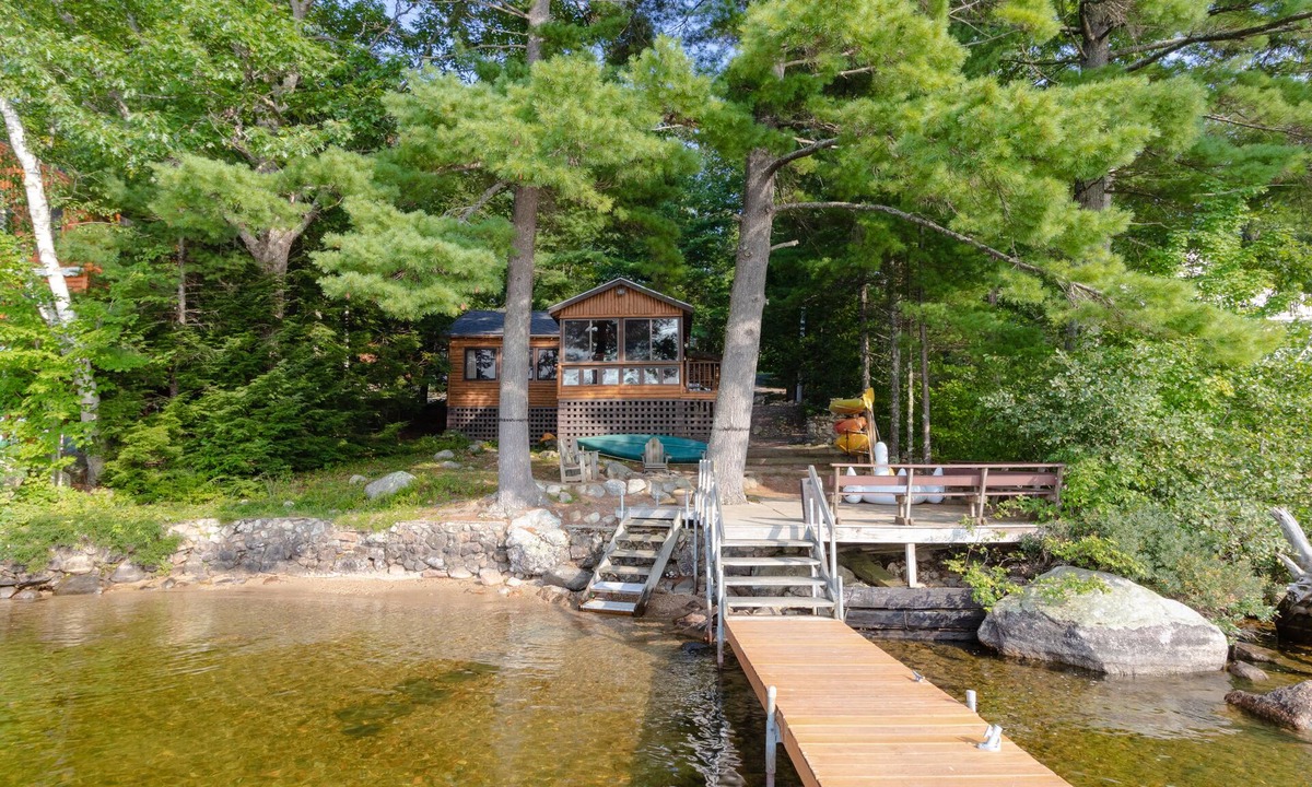 Naples Cabin | Lakefront cabin on Brandy Pond with dock, deck, firepit, kayaks & paddleboard