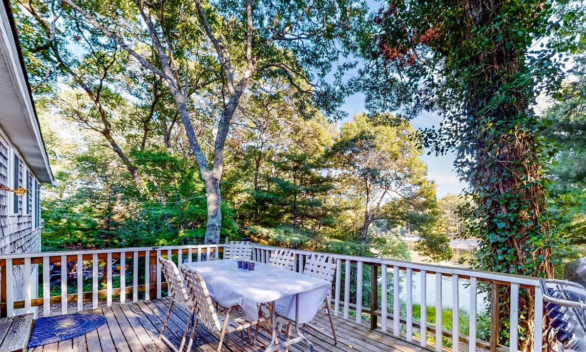 Cataumet House | Lakefront home with deck, grill, firepit & washer/dryer