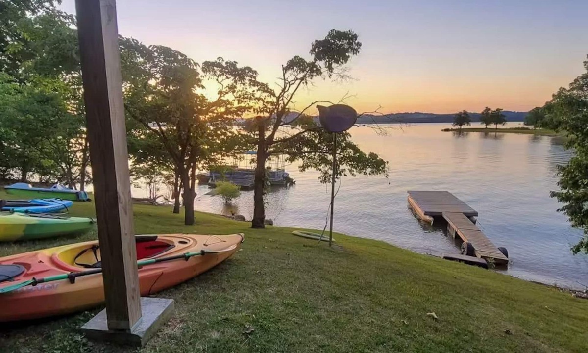 Jefferson City Cabin | Lakefront, Private Dock, Water Toys, Sunset Views!