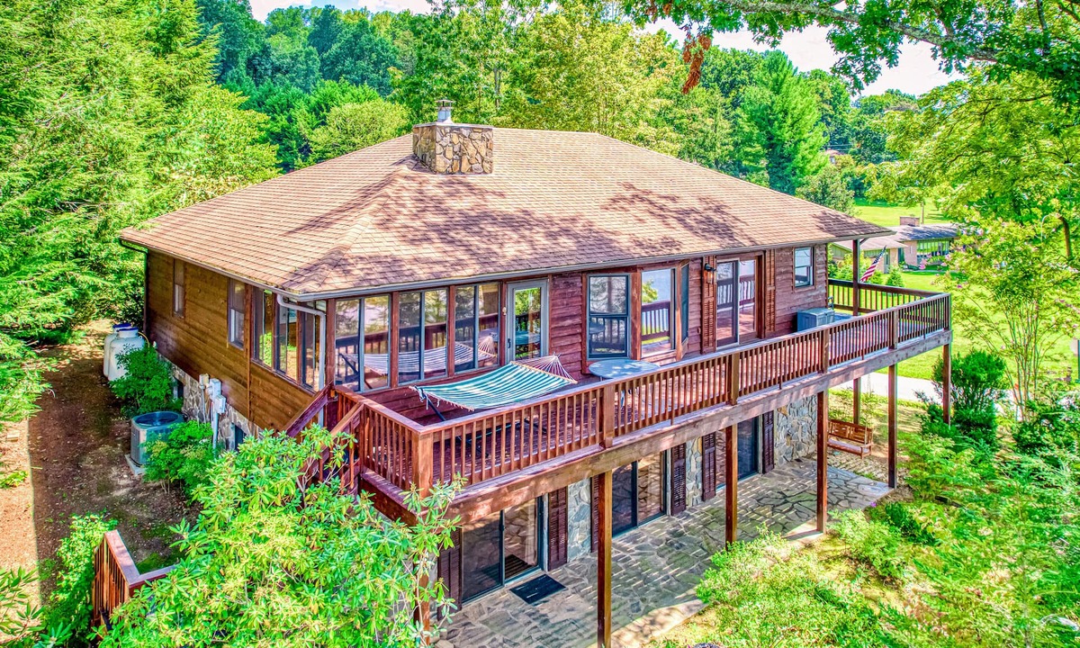 Lake Junaluska House | Lakeside retreat with water views, pool, wraparound deck, patio & game room