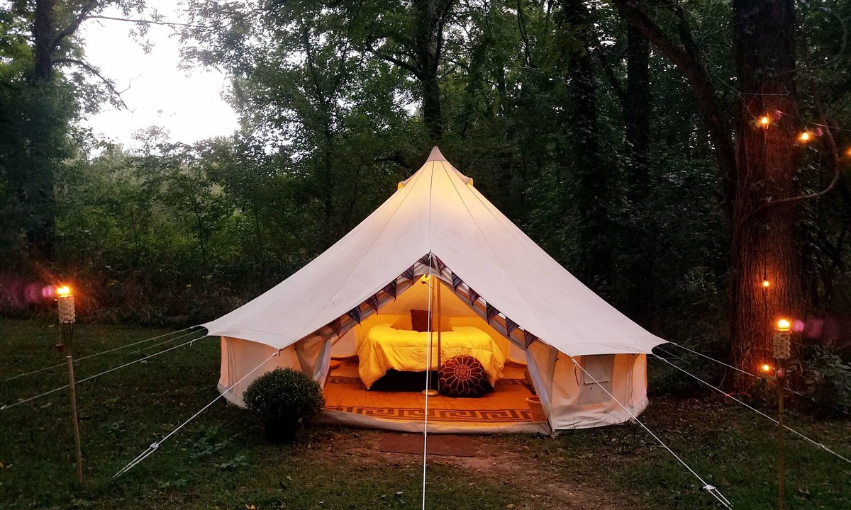Eureka Springs RV Rental | Large Bell Tent on the Kings River!