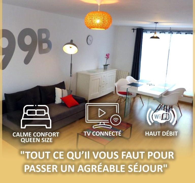 Hallennes-lez-Haubourdin Apartment | le 99B Modern apartment queen size bed connected TV