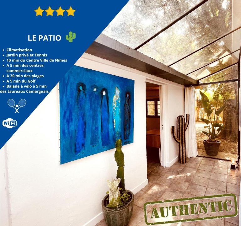 Costieres House | Le patio, jardin privatif, tennis