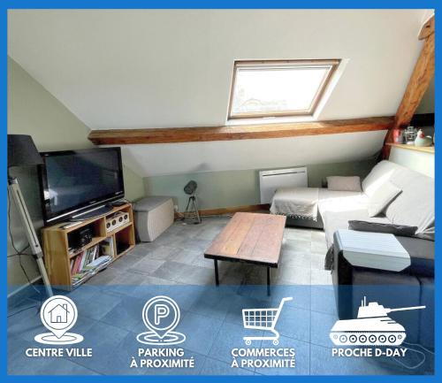 Bayeux Apartment | Les combles de l Aure Grand studio cosy confortable classé 3 étoiles centre Bayeux 2 mn à pied cathédrale proche plages du débarquement