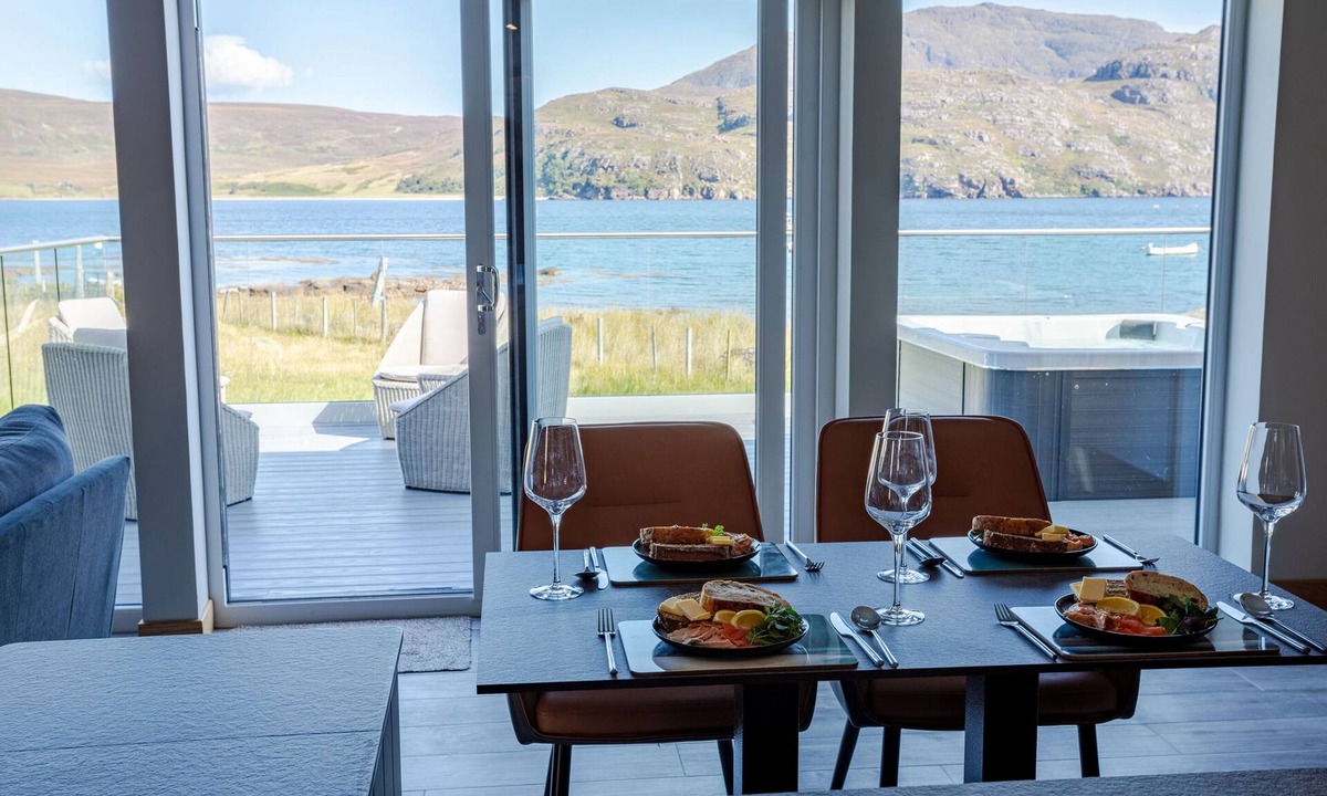 Garve House | Lodge with private hot tub.