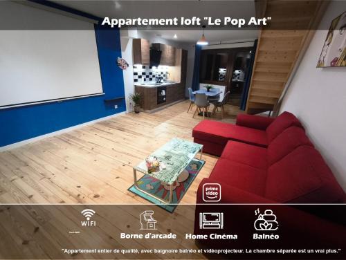 Sainte-Livrade-sur-Lot Apartment | Loft Le Pop Art - Balneo - Cinéma - Borne arcade - Clim