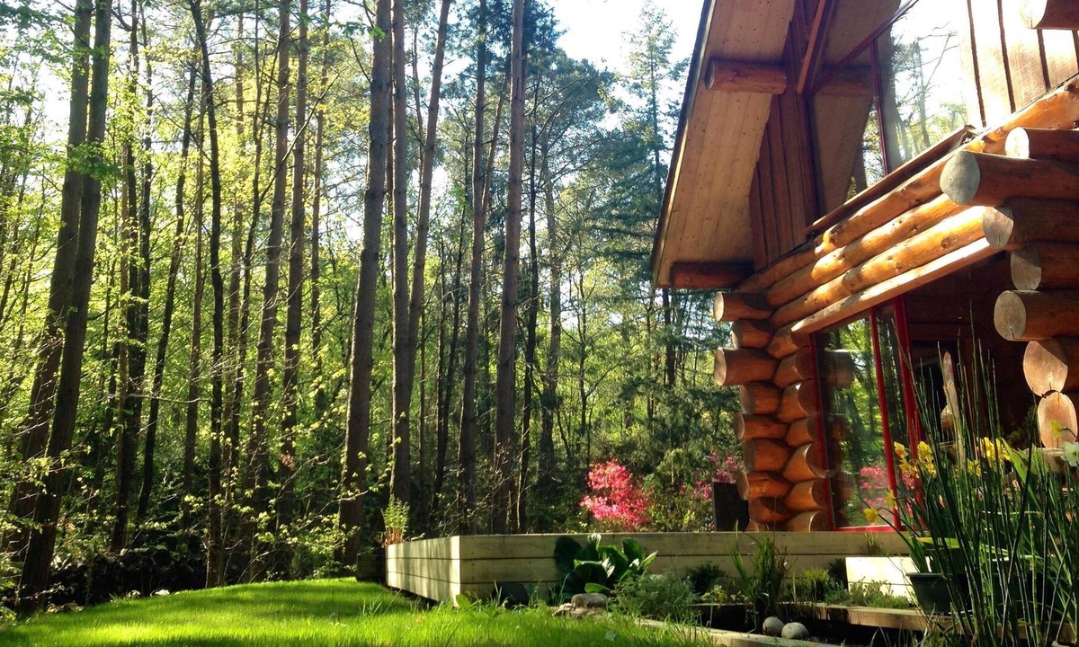 Plesse Ski Chalet | Log cabin (rough logs) among the trees and spa