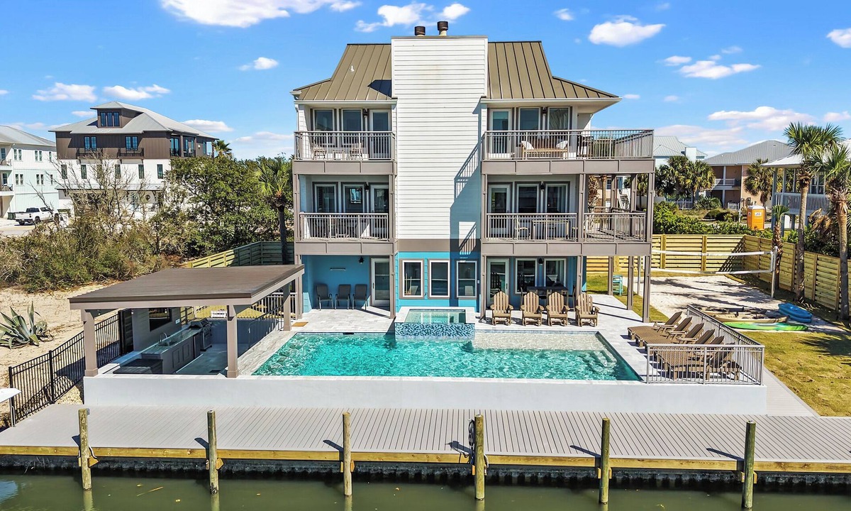 Perdido Key Coves One House | Luxe Beach Retreat: Private Pool, Spa and Dock!