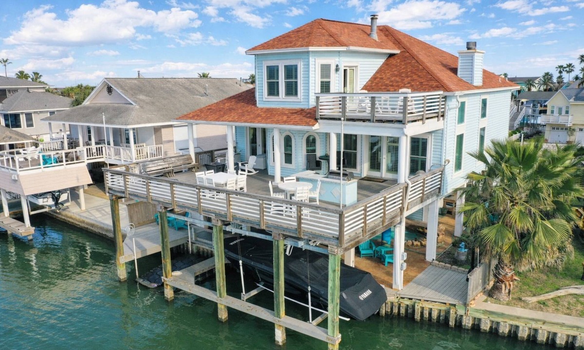 Jamaica Beach House | Luxe Waterfront Home at Jamaica Beach | Heated Pool & Spa |1 Dog OK | Bayfront | 3min to Beach
