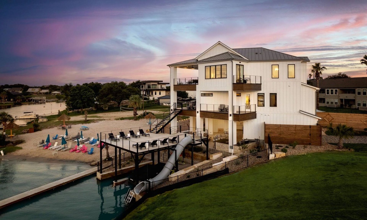 Granite Shoals House | Luxurious Lake Retreat: Sleeps 18, King Suites, Pool, Slide, Sun Deck, Elevator