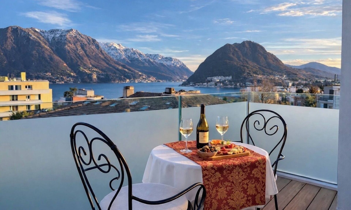 Massagno Apartment | Luxury Lake View Penthouse Jacuzzi & Steam Bath