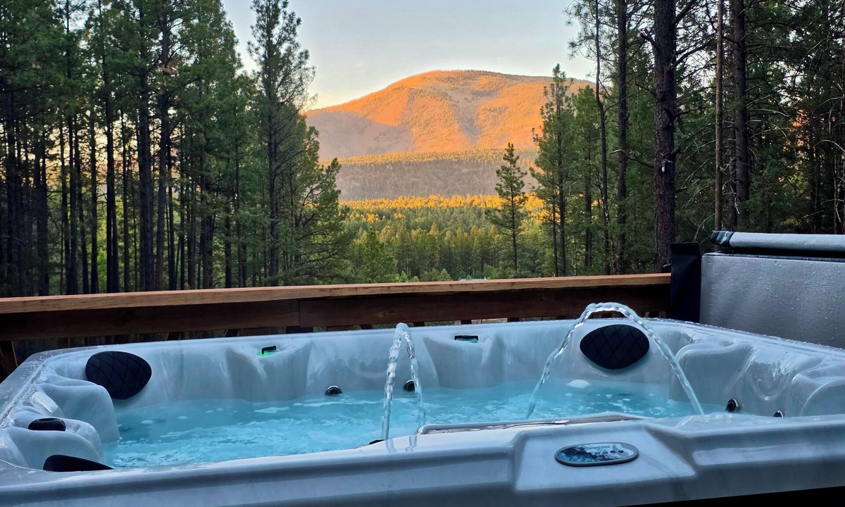 Jemez Springs Cabin | Luxury Retreat with Hot Tub + Mountain Views