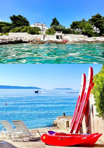 Okrug Gornji Villa | Luxury Seaside Villa with a classic Mediterranean Olive Garden, a fully equipped Professional Kitchen, Pool, Sauna, Padle Boards and Canoe - Miolin Beach House