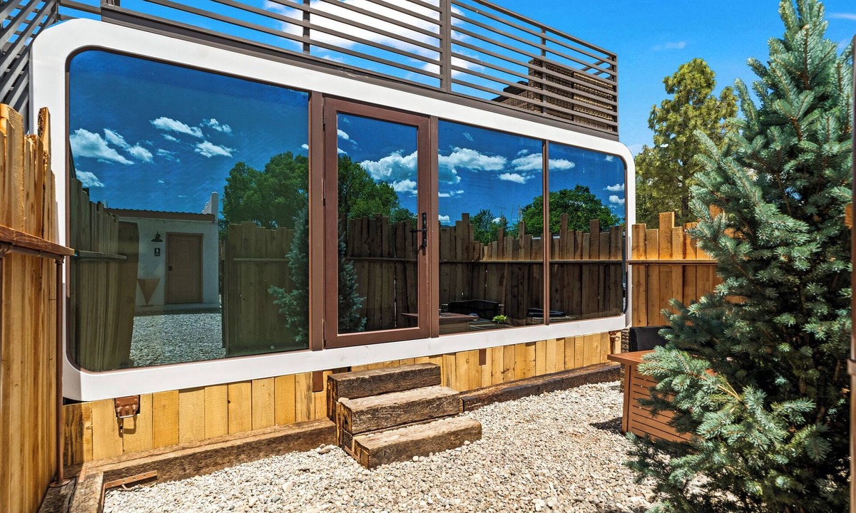 Taos Apartment | LUXX Space Cabin Tiny House with rooftop deck, private fenced patio.