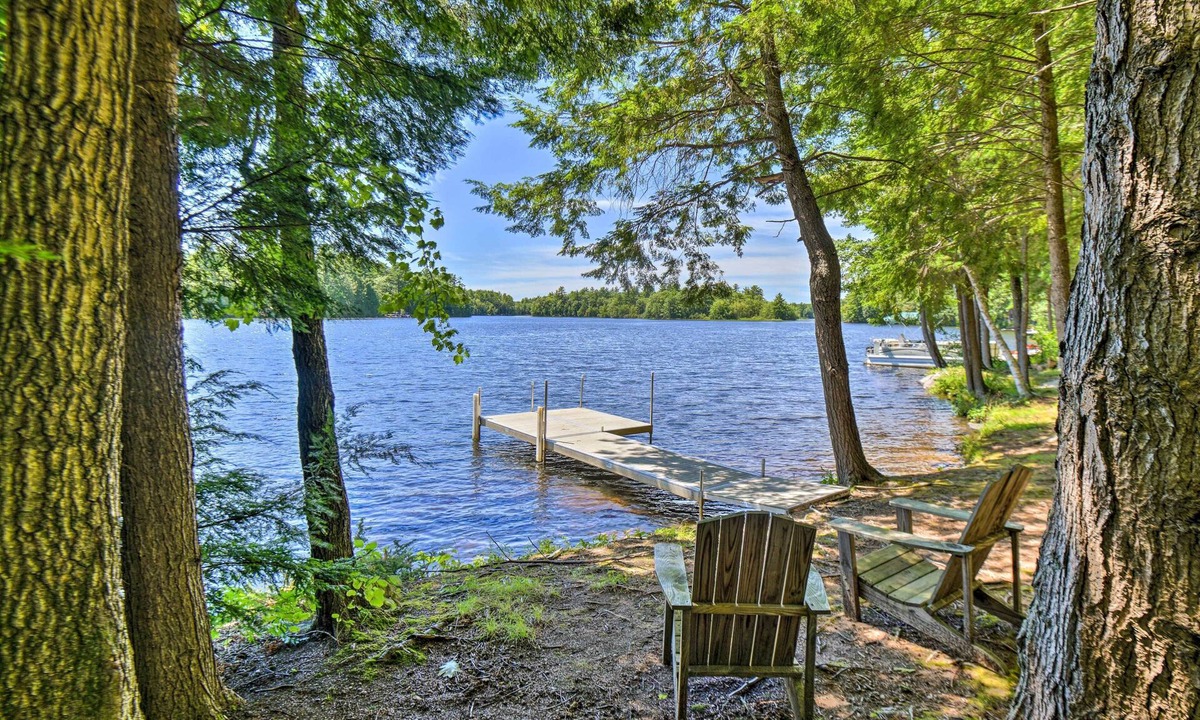 Lake Arrowhead Cottage | Maine Lakefront Escape: Dock, Watercraft, Fire Pit
