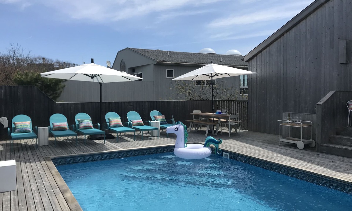 Fire Island Pines House | Mid-century modern escape steps from the ocean! Large Sunny Heated Pool, A/C