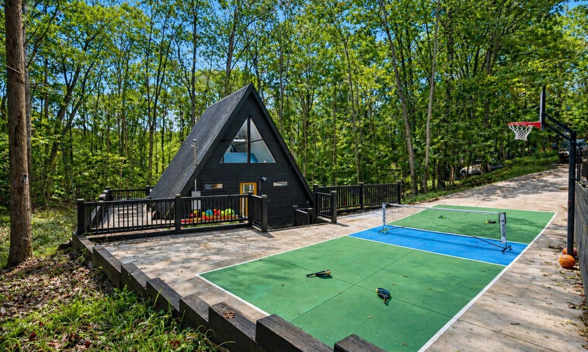Cashes Valley Cabin | Modern A-Frame with Private Pickleball, Barrel Sauna & Hot Tub
