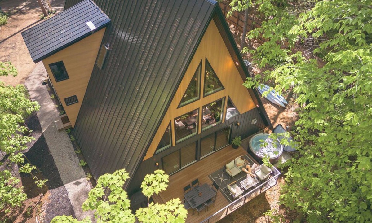 New Richmond Ski Chalet | Modern Aframe with River Views, Sauna, Hot Tub