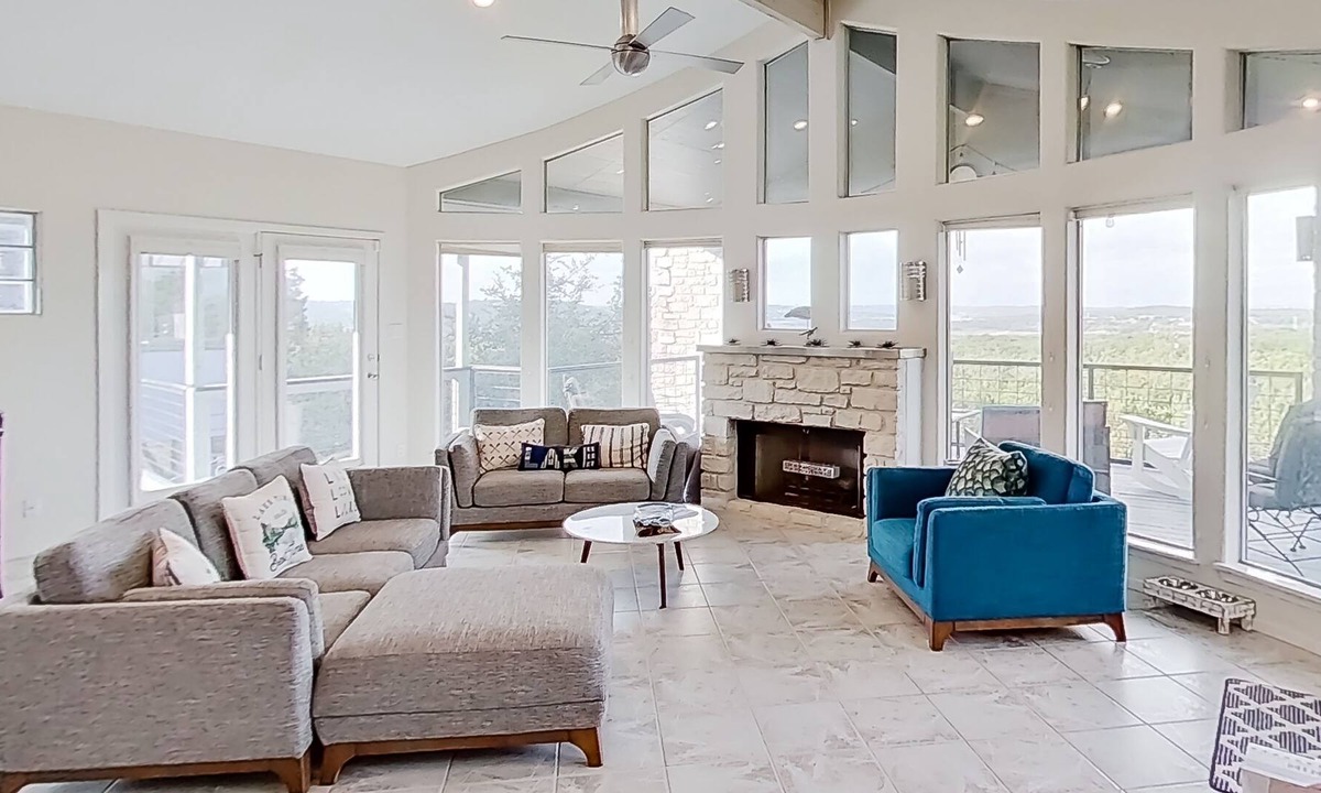 Lago Vista House | Modern lake-view retreat with balcony, deck, Peloton, central AC, & washer/dryer