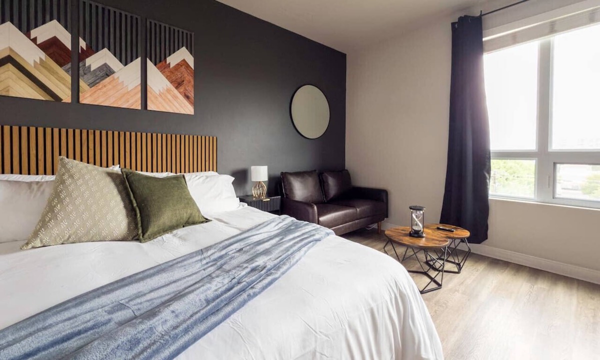 Boise Apartment | Mountain Lines & Slatted Calm | Cozy Modern Loft