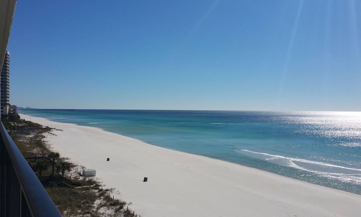 West Panama City Beach Condo | 😎NEW Beachfront 60'GLASS BEACH VIEWS in 2 MASTER Suites+FREE Beach Chairs😎402E