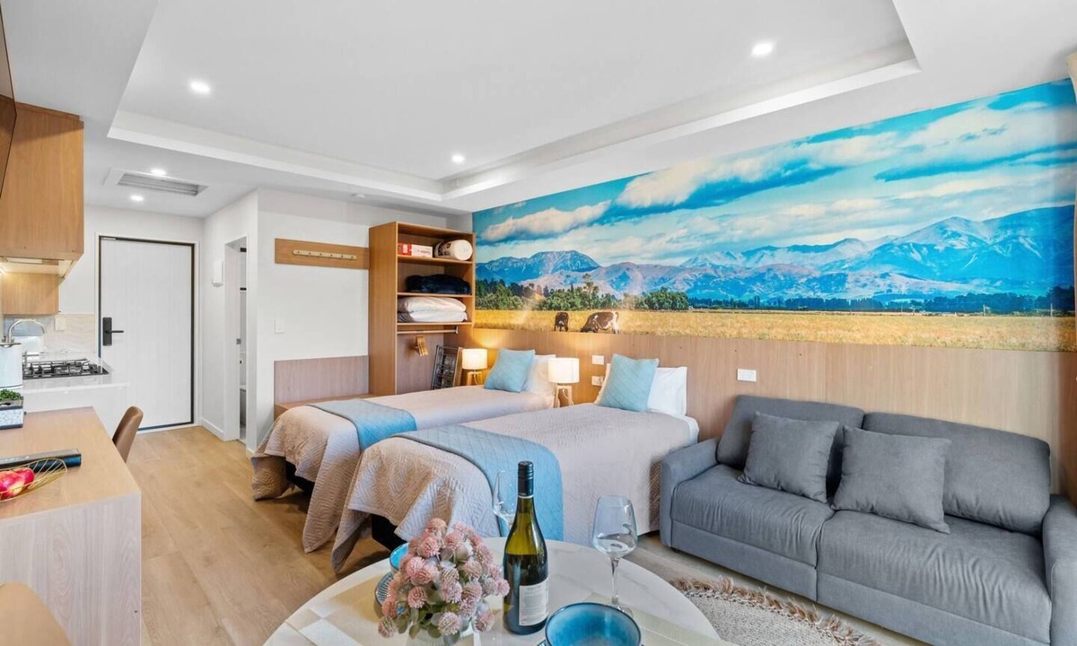 Tekapo Apartment | New warm 1 bedroom studio/2 single bed+sofa bed/unit 3