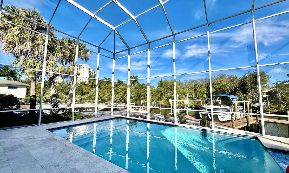 Bonita Springs House | Newly listed rental with brand new furniture/pool/hot tub/pool cage/paved patio