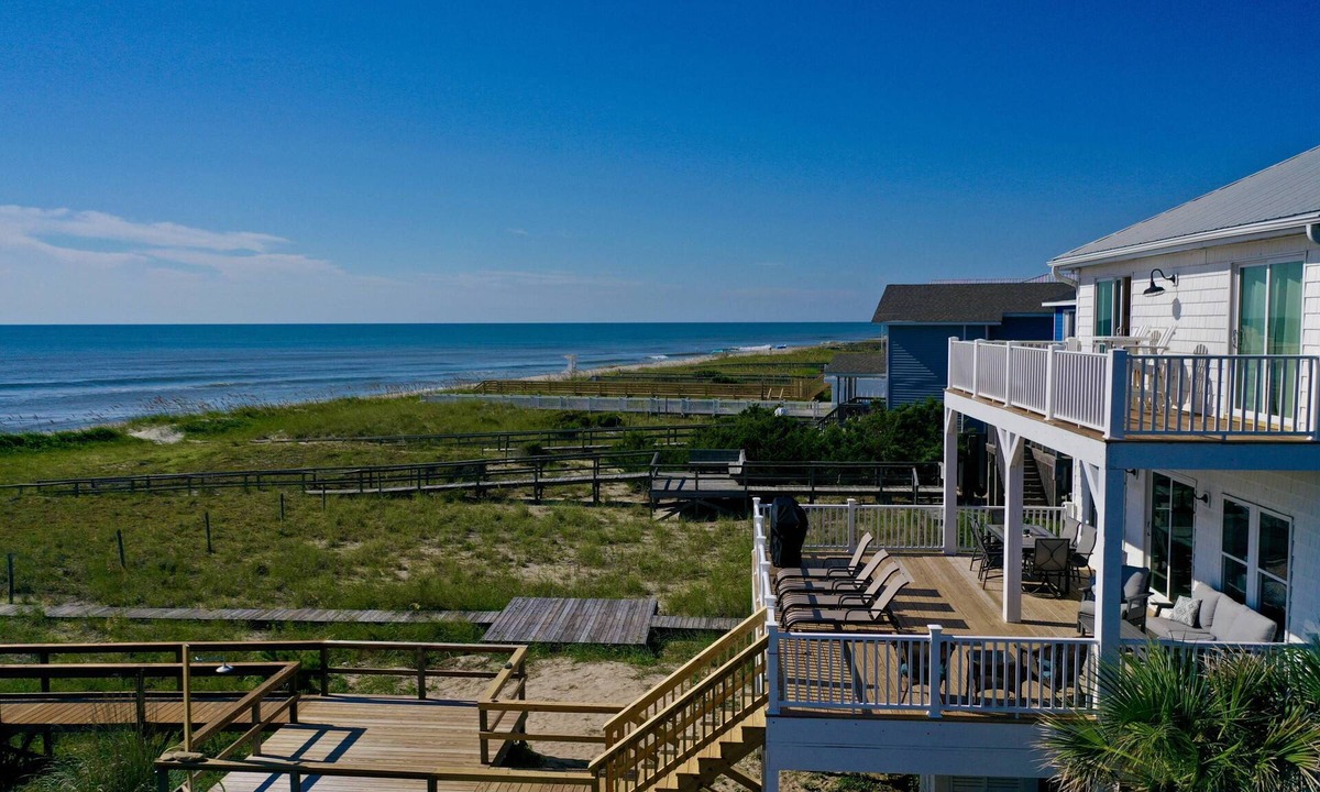 Kure Beach House | Oceanfront Comfort Awaits—Large Decks, Private Beach Walkway, Dogs Welcome, Ample Parking