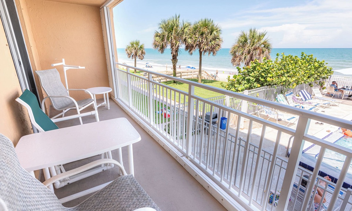 Indian Harbour Beach Condo | Oceanfront 2BR Condo 2nd Floor Balcony Unit 202