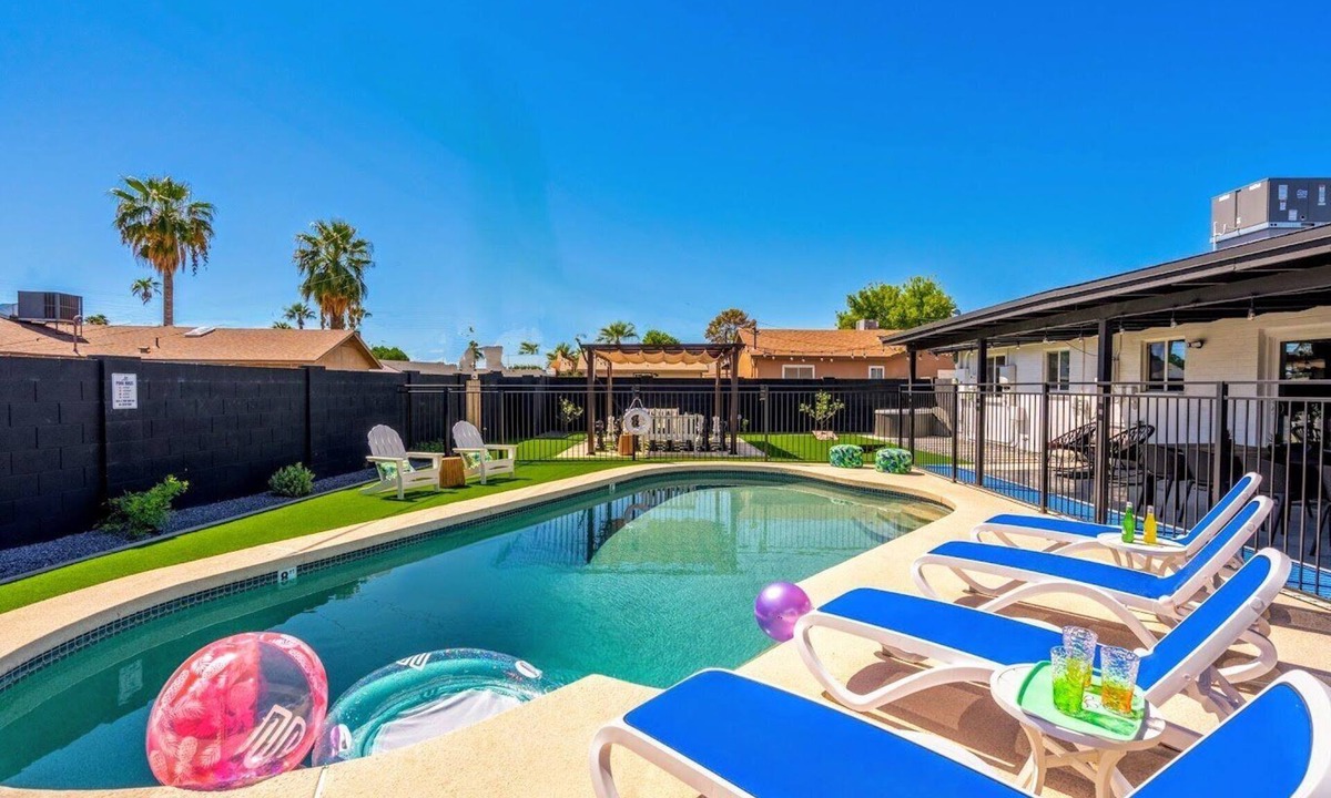 Cox Heights House | Old Town Papago Abode with Resort-Style backyard with Pool, Hot Tub, & Games +pet friendly