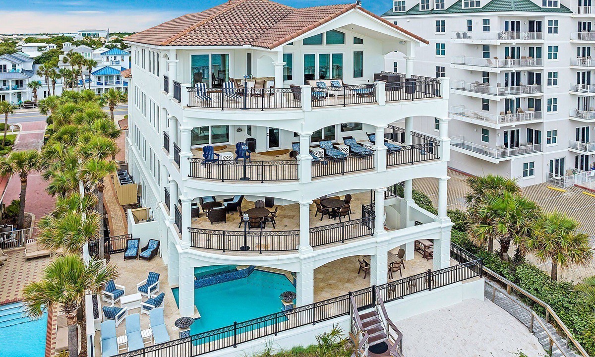 Crystal Beach House | Palazzo Del Mar - Beachfront Estate with Pool, Movie Theater, Poker Room, and Guest House