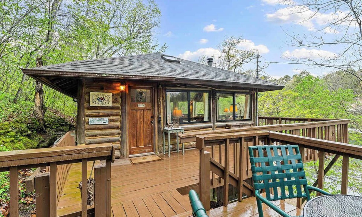 Eureka Springs House | Peaceful Historic Cabin on Lake Lucerne, Fireplace
