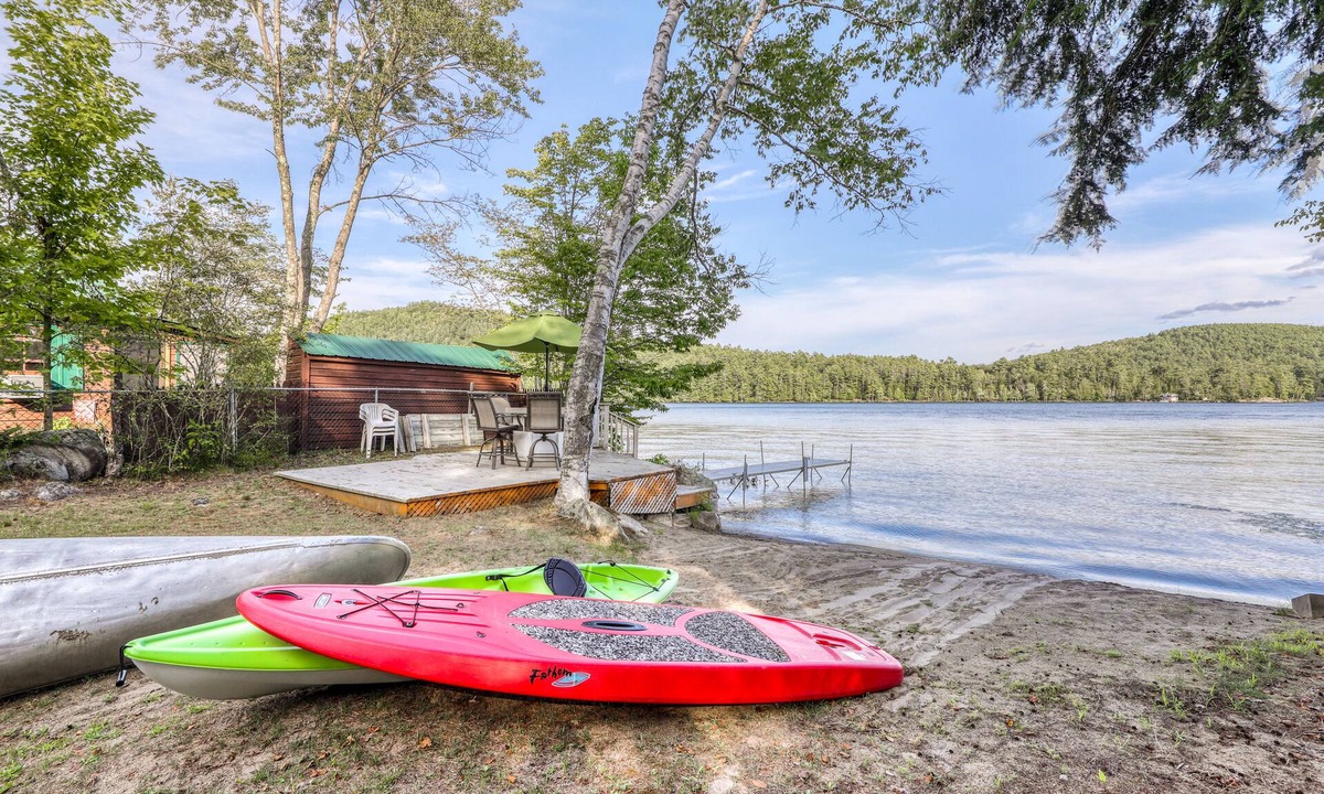 Brant Lake House | Peaceful lakefront house with private dock and sandy beach