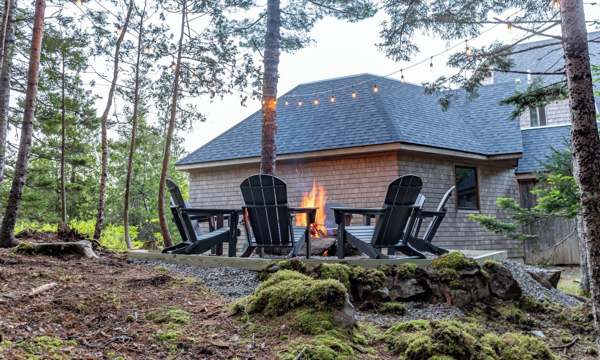 Southwest Harbor House | Peaceful private woodland home, open and airy, with ocean views and fire pit