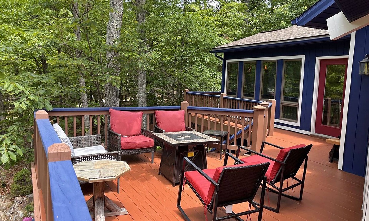 Massanutten House | Peaceful wrap around deck with hot tub
