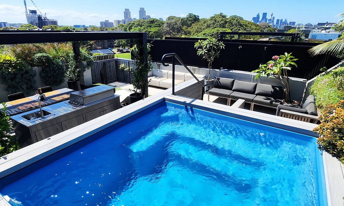 Waterloo Apartment | Penthouse perfection with private rooftop pool paradise. 2 bed, 2 bath, parking