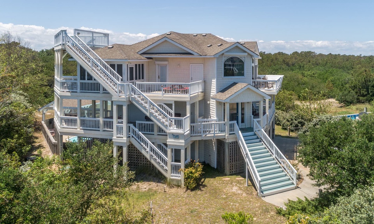 Whalehead Beach House | Pet friendly home! Elevator & amazing pool bar with TV, hot tub, deck views!