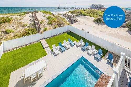 Nags Head House | Pier View Oasis - Nags Head MP 16, Oceanfront, Elevator, Theater, Pool, Hot Tub, Pets OK