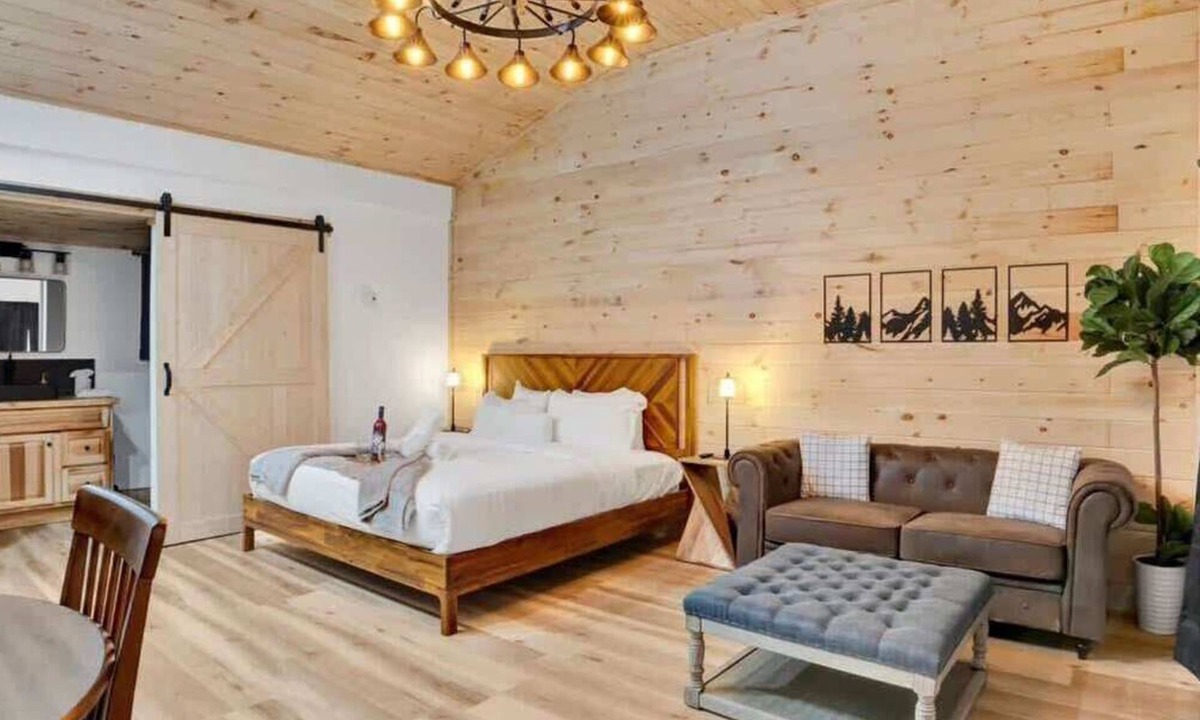 Canadensis Hotel | Pocono Modern Vaulted Pine | Firepits | Pickleball