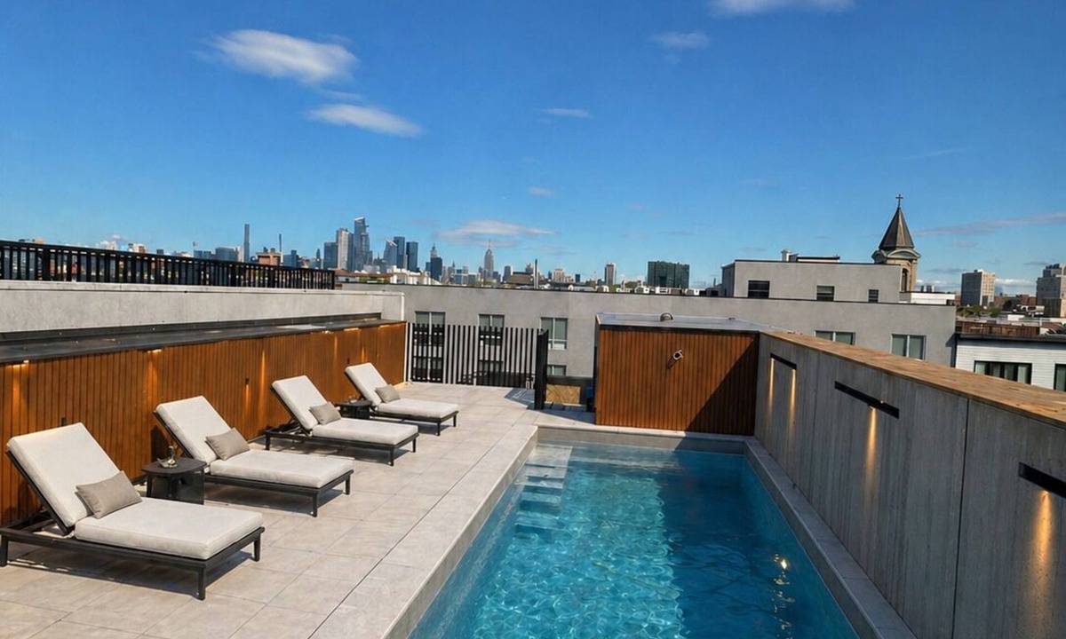 Hoboken Apartment | Private Studio apartment with a ROOFTOP POOL