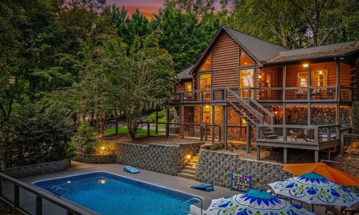 Mount Airy Cabin | Riverfront Escape: Pool, Hot Tub, Disc Golf, Fire Pit, Games, Adventure Tower