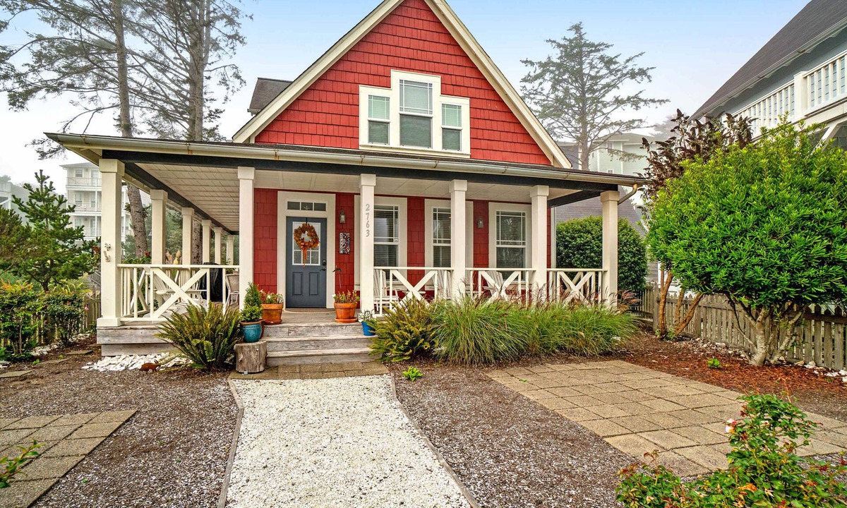 Nelscott House | Romantic Oregon Coast Escape with Porch, Fireplace & Garden Charm