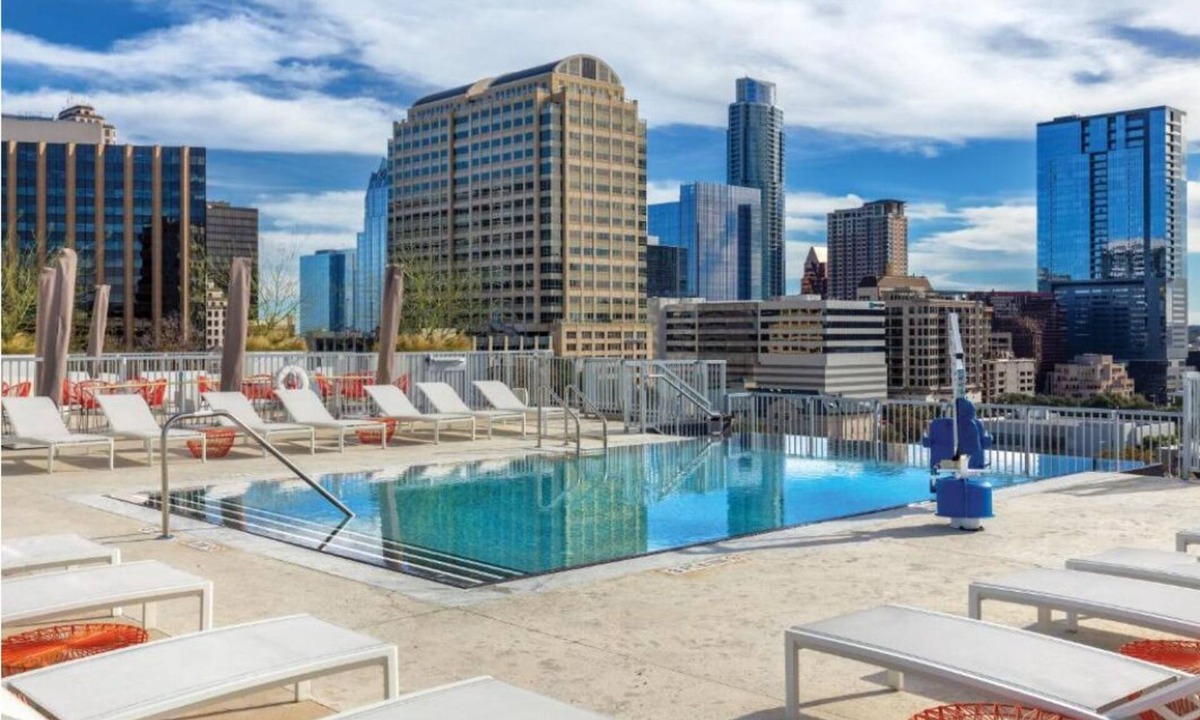 Warehouse District Resort | Roomy Studio at Austin Resort! Complete with Rooftop Pool, Fire Pit, and More!