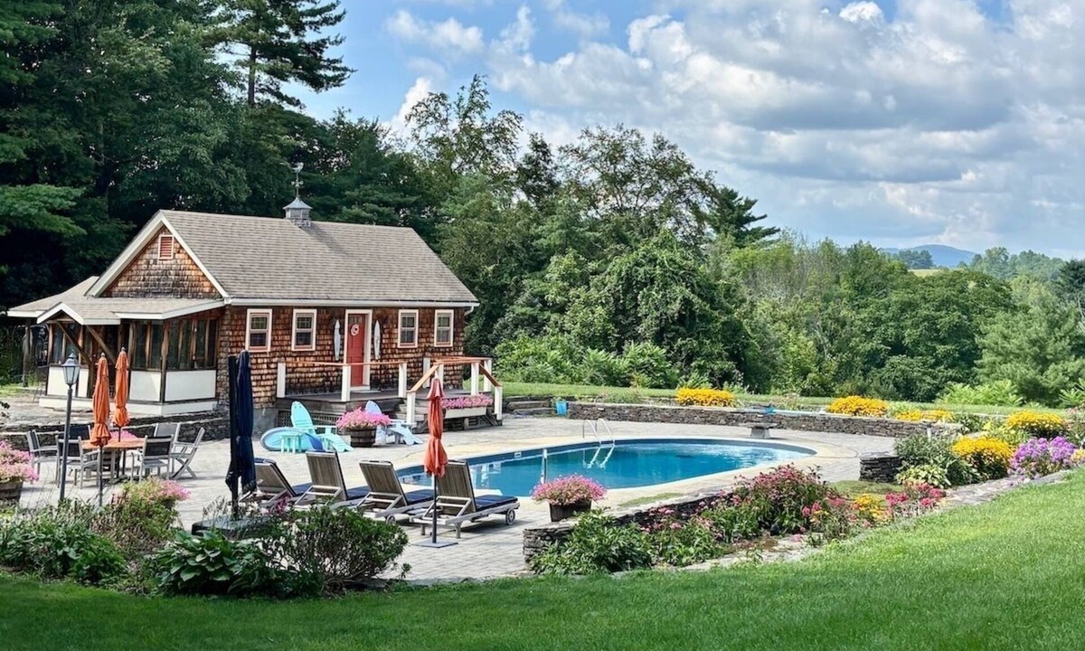 Great Barrington House | Rosecliff: Ultra-Lux Pool, Big Views, Green River, Sleeps 15
